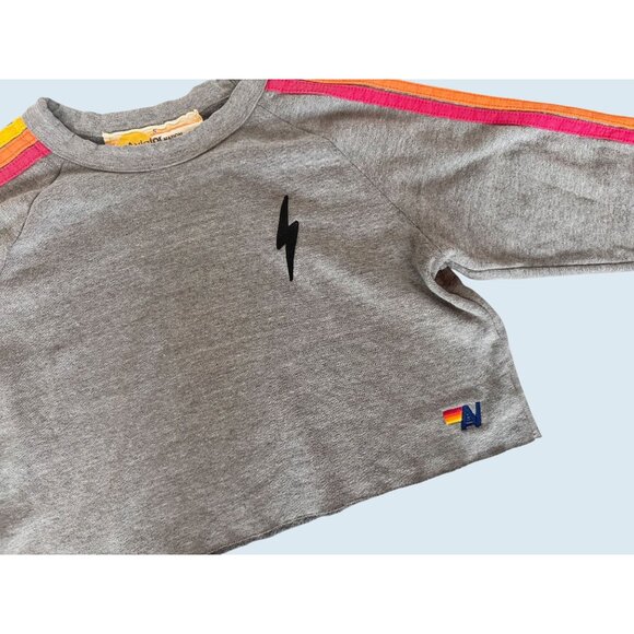 AVIATOR NATION Bolt Embroidered Classic Cropped Crew Neck Top Sz S - Picture 5 of 8